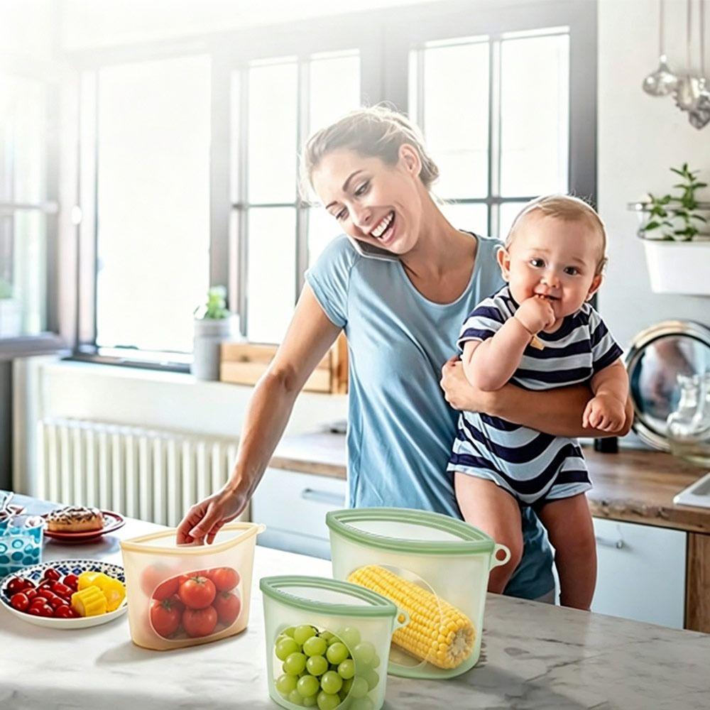 Moisture-proof Food Preservation Bag Silicone Fruit Freezer Seal Bag  for Kitchen
