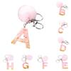 Stylish Keychain With Fluffy Ball And Gold Foil Letters Car Bag Pendant