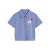 Li Ning Disney Collaboration Series Marie Cat Cartoon Print Slim Fit Short Sleeve Polo Shirt Women Polo Shirts Home-Blue APLT182-3