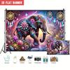 2D Flat Party Backdrop Banner - Elephant Theme with Floral Pattern, Polyester Photo Background for Wedding, Birthday & Family Party