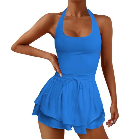 Женский комбинезон с U-образным вырезом, без рукавов, с высокой талией, для бега, цельный, спортивная одежда, однотонный, летняя одежда для фитнеса