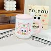 Cat Cup Household Set High Temperature Resistant Water Cup with Lid Spoon Cartoon Mug High Appearance Large Capacity Ceramic Cup