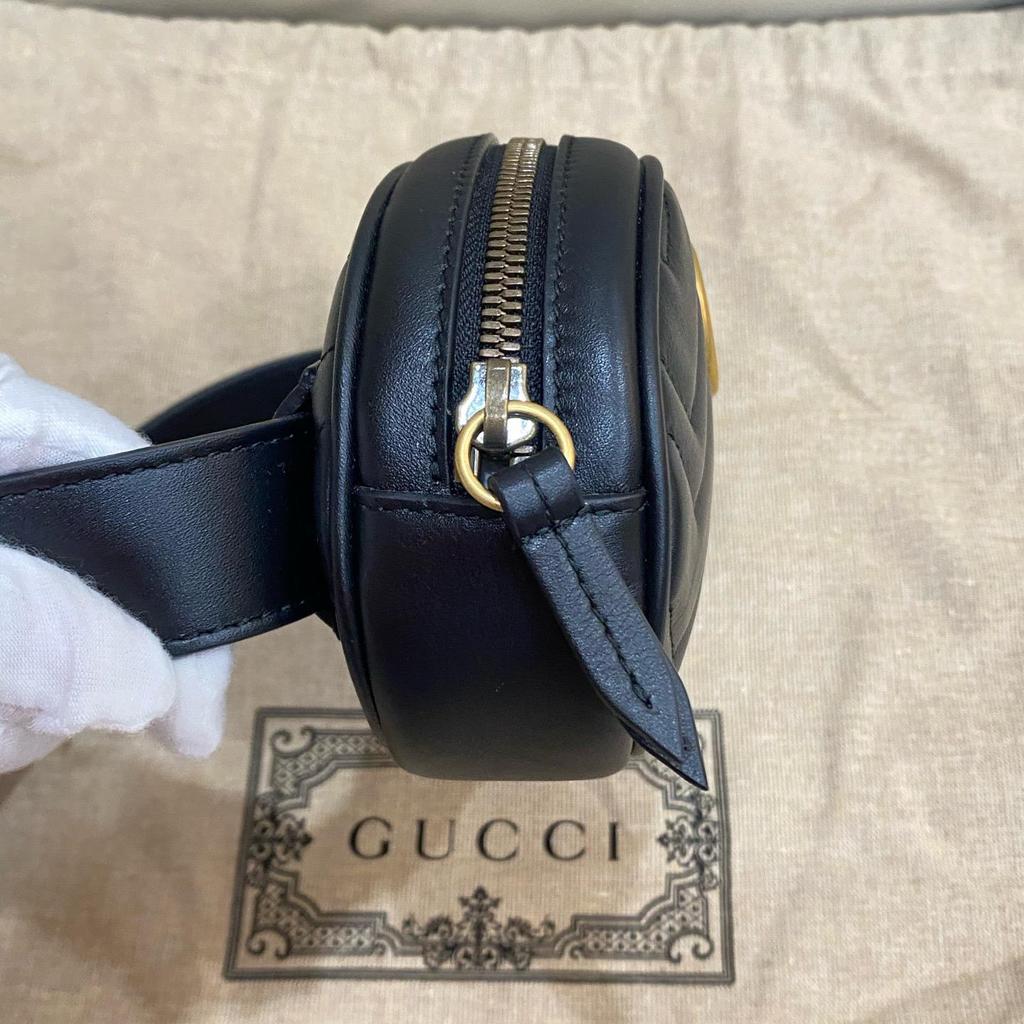 [Б/У] Сумка-пояс Gucci GG Marmont Matelassé из стеганой кожи 38/95 'Черный' - Отличное состояние #18LWPGK