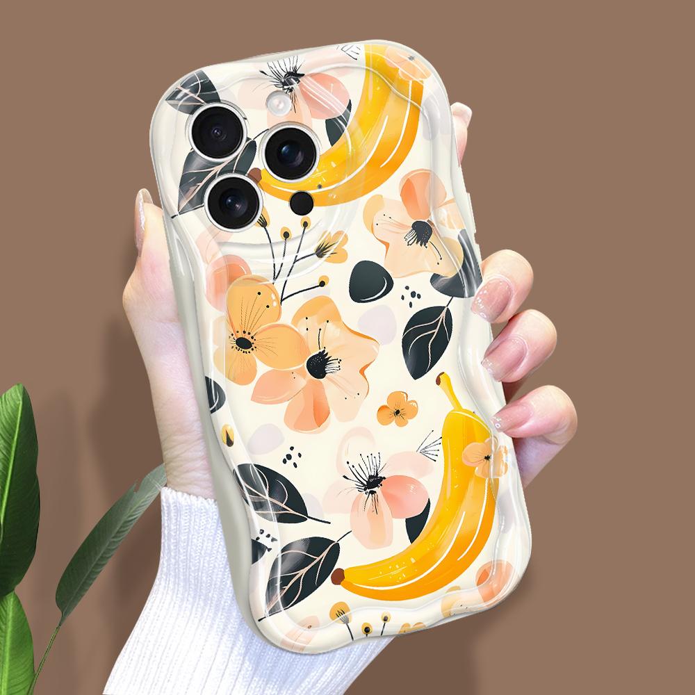 Для iPhone 16 15 14 Samsung S25 S24 S23 A06 A13 A14 A15 A16 A55 Redmi 14C 13C Note 14 13 12 волнистый край фрукты цветы мягкий силиконовый чехол для телефона