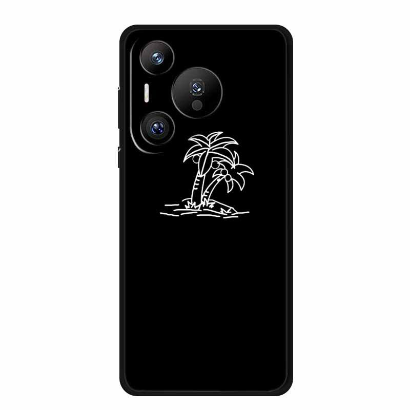 Совместимо с Huawei Pura 70 Pro: Черный мягкий ТПУ чехол для телефона с простыми линиями
