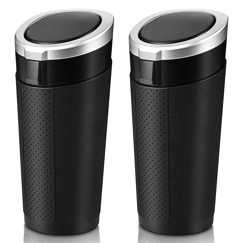 Car Trash Can Bin With Lid, Mini Leakproof Garbage Can For Vehicle, Cup Holder Trash Can, Small Trash Bin For Cars, Home, Bedroom, Office (Black 01)