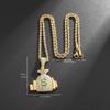 Money Bag Pendant Necklace With Rope Chain Gold Hip Hop Punk Bling Iced Out Zircon Cool Men's Rock Biker Neck Jewelry Gift