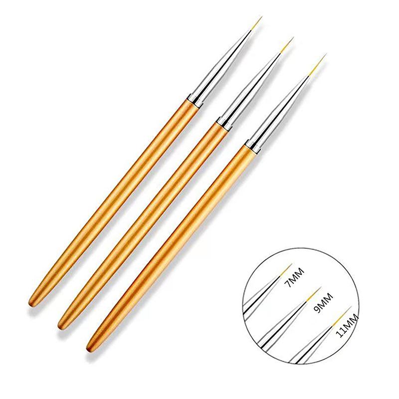 Набор из 3 кистей для дизайна ногтей French Stripe Liner, 3D-наконечники, ручка для рисования своими руками, кисти для УФ-геля, ручка для рисования, маникюрные инструменты для салона