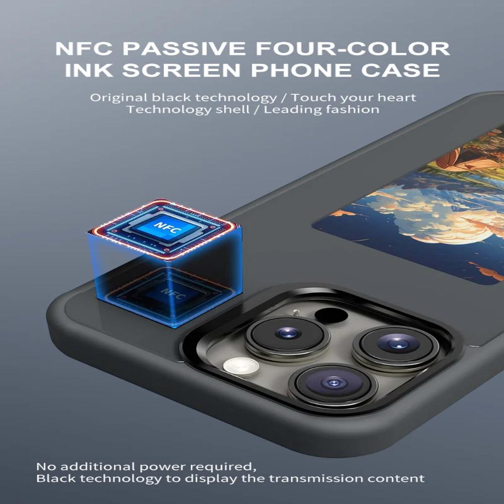 Функция NFC DIY Проекция экрана AI Чехол для телефона для iPhone 17 16 15 14 13 Pro Max DIY Чехлы Чернильный экран Чехол для телефона Мультяшный Девочка Мальчик Без батареи