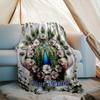 1PC Custom Name Peacock Floral Elegance flannel blanket versatile,all-season throw suitable for the living room,bedroom,camping,travel,and gift