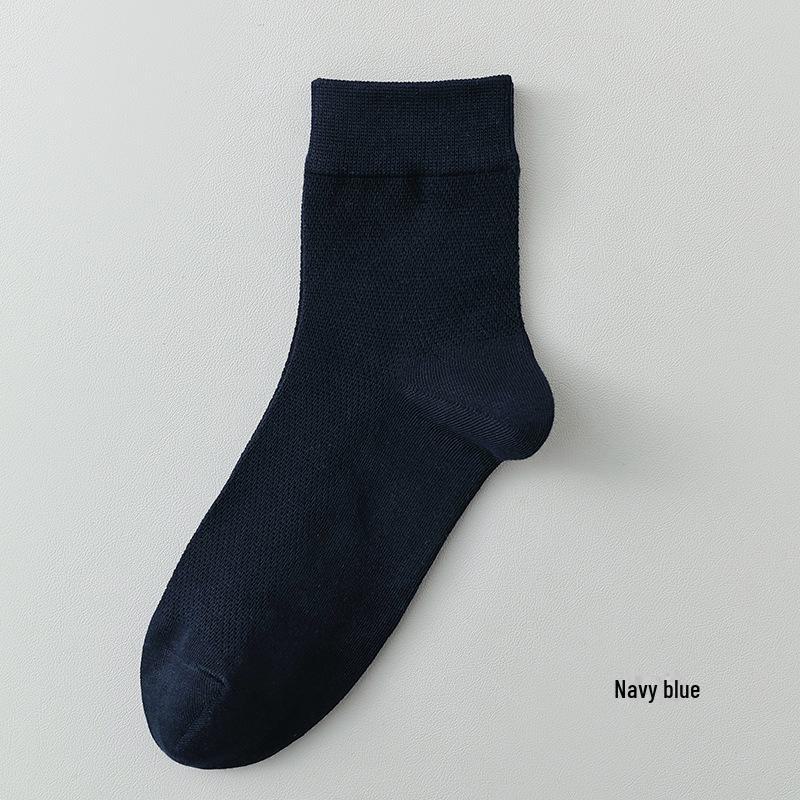 Мужские сетчатые носки средней длины из хлопка — дышащая, впитывающая пот, повседневная спортивная одежда однотонного черного и белого цветов для весны/лета.