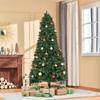 210cm Folding Artificial Christmas Tree with Removable Base, 1064 Branches, in PVC and Steel, Green