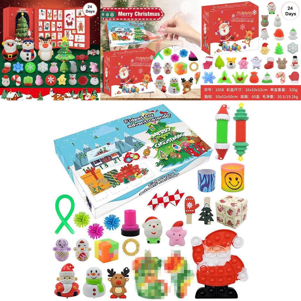 Мягкие Сквиши Для Детей 24 дня Рождественская Фиджет-Игрушка Для Малышей