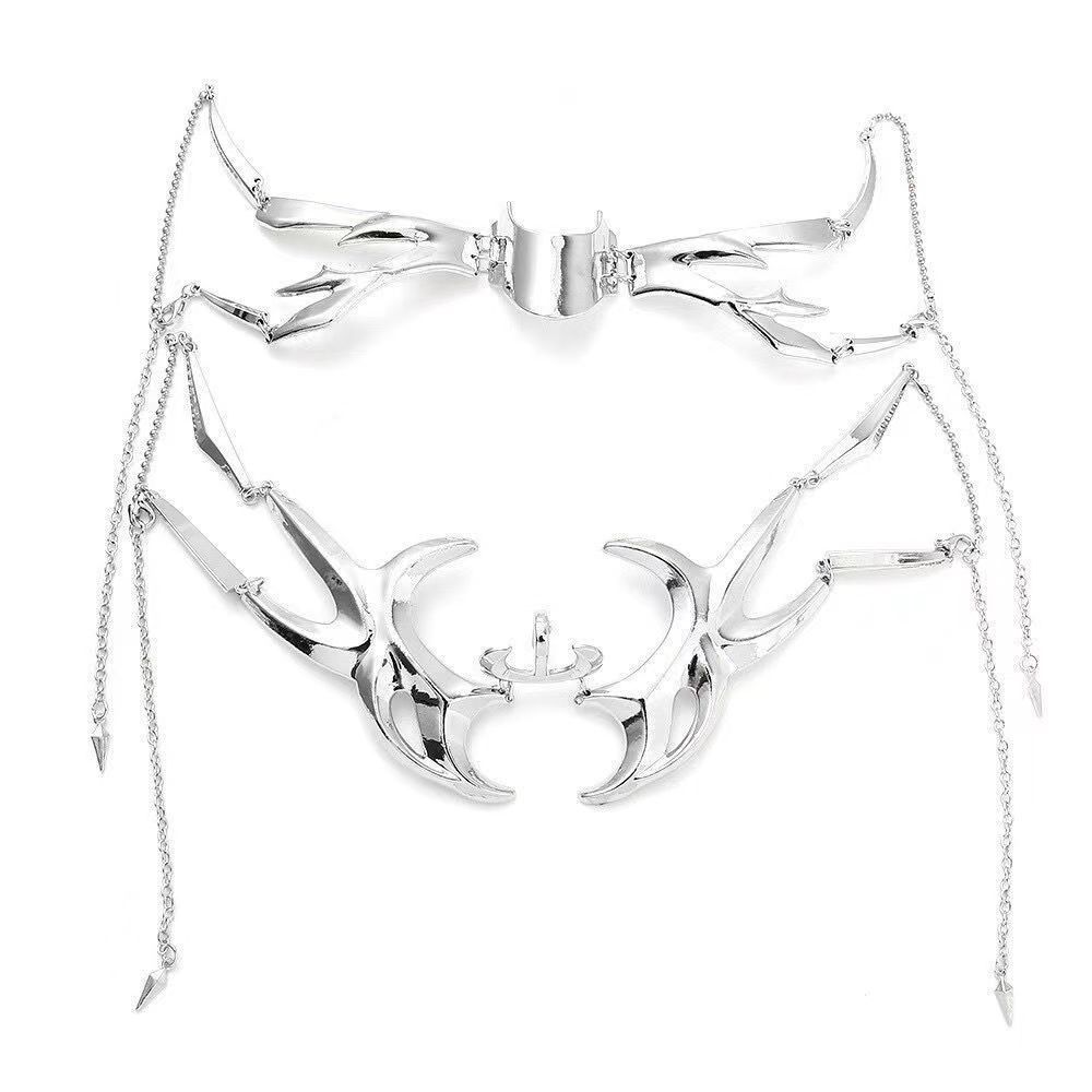 Punk Alien Decent Gothic Mask Mask Cosplay Irregular Metal Face Wearing Holiday Party Decor