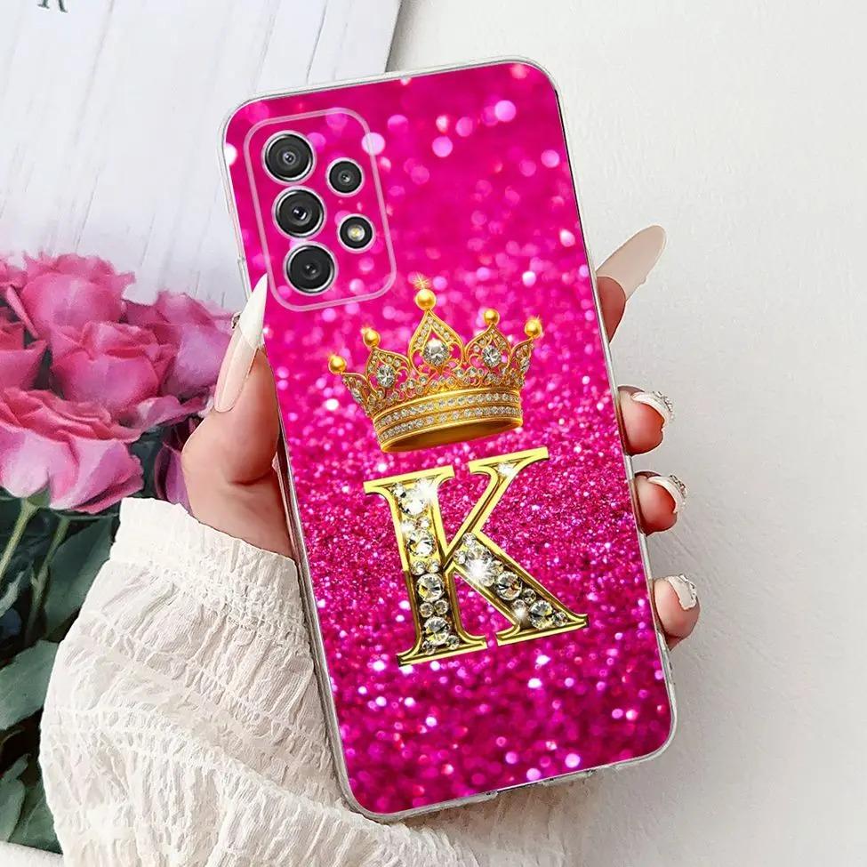 Для Samsung A53 Прозрачный Чехол Роскошные Буквы А-Я Модная Корона 2D Расписной Мягкий Чехол Для Samsung Galaxy A53 Корпус Телефона SM-A536B