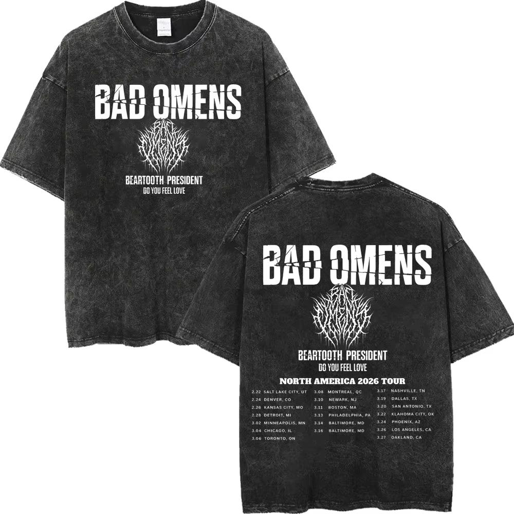 Винтажные стираные футболки рок-группы Bad Omens, готическая мода, футболки с коротким рукавом для мужчин и женщин, повседневные свободные хлопковые футболки, стритвир
