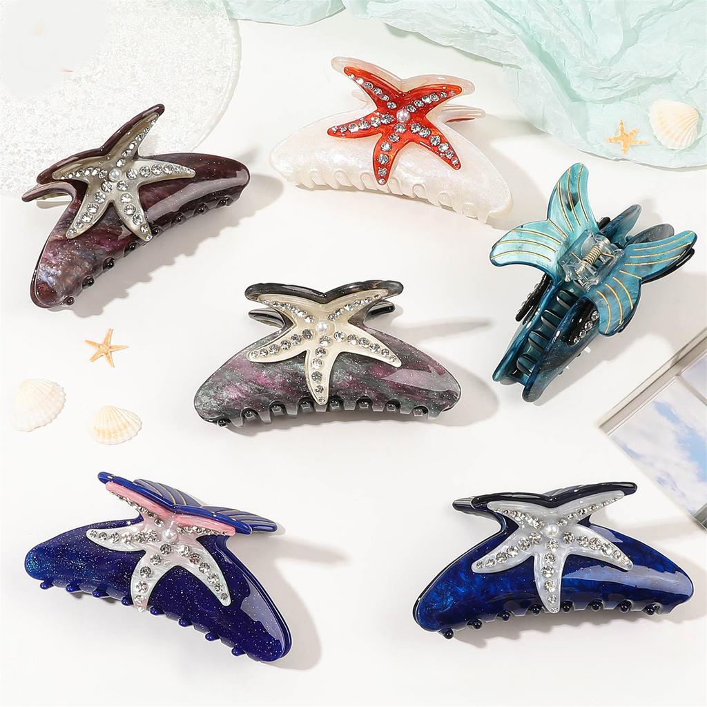 Acrylic Ocean Themed Hair Claw Secure Hold Hair Clip With Trendy Shark Pattern Fashion Hair Accessory For Daily Styling