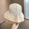 Fashion Fisherman's Hat Female Summer Thin Section Out of The Big Head Around The Sun Hat Bow Sun Hat Face Shielding Sunscreen Basin Hat