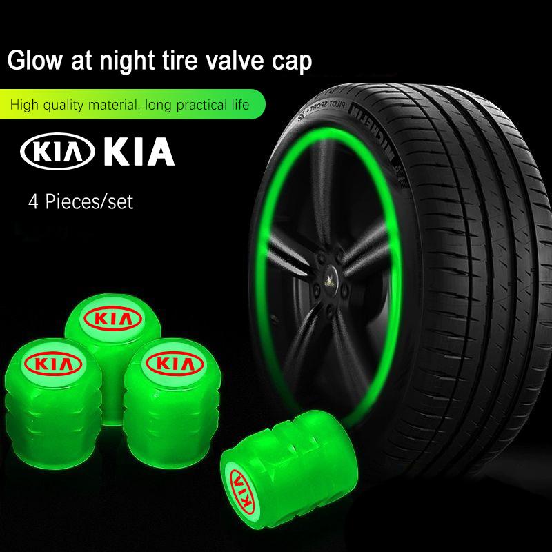 4PCS Car Luminous Tire Wheel Valve Caps Nozzle Dustproof Cover For KIA Sportage Seltos Sorento K3 K4 Soul Carnival EV6 EV9 K5 ZN3