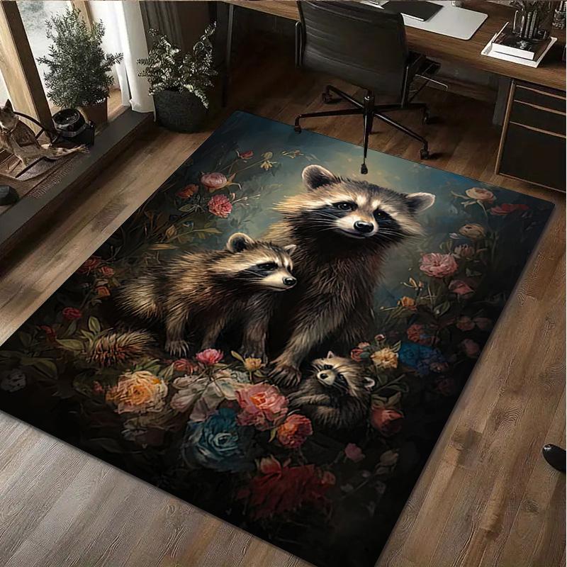 Animal Flowers Rug - Home carpet Office Decorative Carpet For Living Room Bedroom Door Mat Floor Rug Computer Chair Area Rug