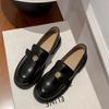 Spot Version~ Camellia Loafers Women's British Style Leather Thick-soled Black Single Shoes, One Pedal Gold Coin Small Leather Shoes.