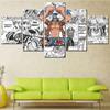 5 Pieces Wall Art HD Prints Pictures Anime Pirate King Warrior Posters Home Decor Canvas Paintings Living Room Printed On Canvas No Frame