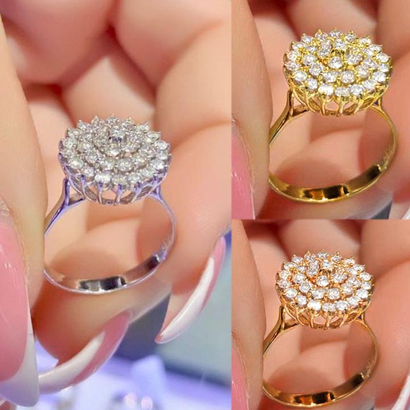 European & American Full Diamond Alloy Geometric Ring - Women's Gift & Wedding Jewelry
