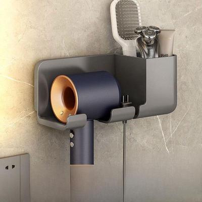 Многофункциональный держатель для фена для ванной комнаты, стойка для фена без отверстий с вешалкой для удобного размещения.