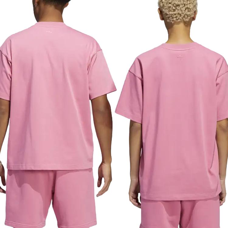 Adidas Originals X Pharrell Williams Collaboration Solid Sports Crew Neck T-Shirt Unisex Tops Pink HF9954