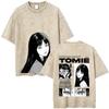 Washed Vintage Anime Junji Ito Uzumaki T-shirt Men Women Horror Manga Oversized T Shirts Male High Quality Cotton Y2k Streetwear