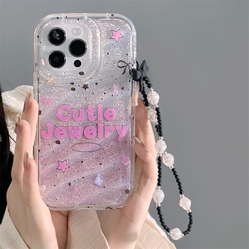 Розовый защитный чехол Zhitai для iPhone - Совместим с iPhone 11, 12, 14, 15 Мягкий чехол с браслетом