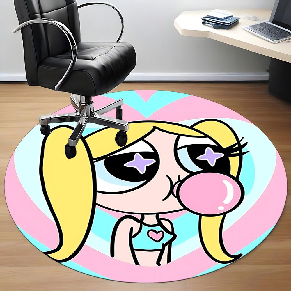 1pc Powerpuff Girls Office Round Area Rug, Under Office Chairs Bedroom Living Room Home Decor, Room Deco, Available in Various Sizes140