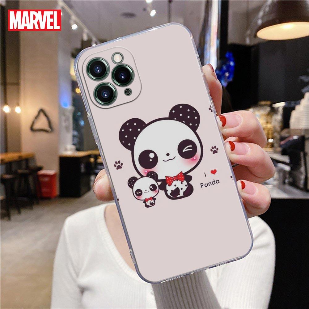 Прозрачный чехол для телефона с изображением китайского малыша панды для Apple iPhone 13 12 11 mini Pro Max XS X XR 7 8 Plus SE, милые чехлы, чехол Lazy Bear