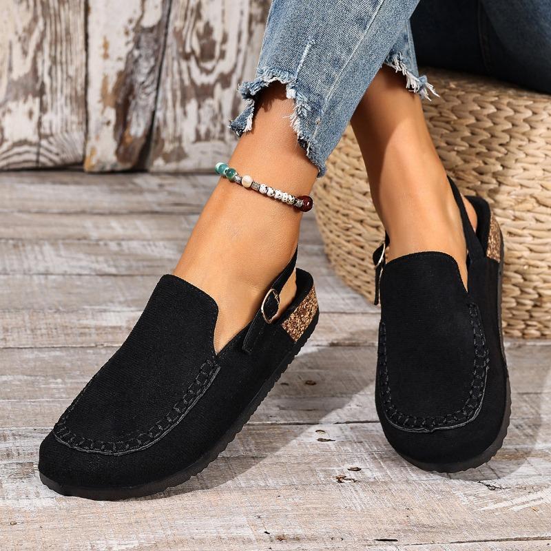 Новая женская обувь с большим носком и открытой пяткой, удобная замша на мягкой подошве, ретро-стиль