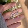 Изящные серьги-подвески крестики для женщин с камнями кубического циркония Обручи из стерлингового серебра Легкий модный аксессуар