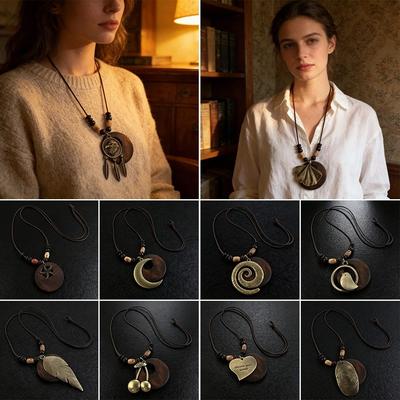 Кожаная Цепочка Свитер Цепочка Полые Листья Подвеска для Одежды Этнические Аксессуары