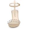 Allegra K Women's Nude Ankle Strap Sandals with Clear Block Heels, Size 23.5cm