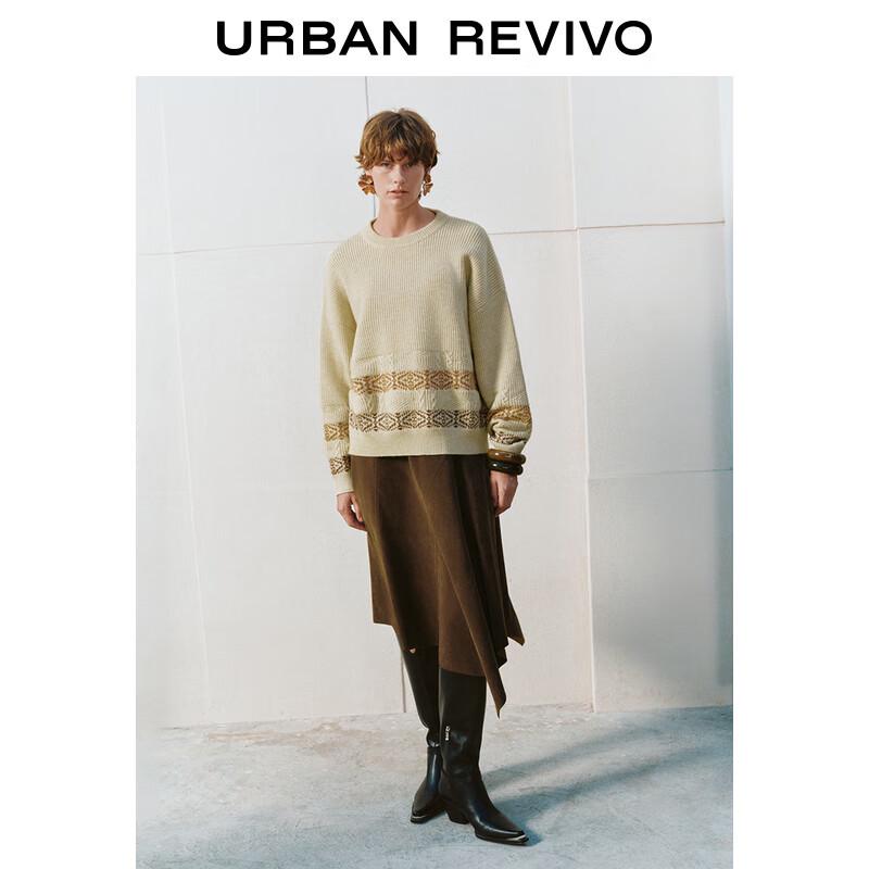 Женский жаккардовый свитер свободной вязки UR 2024 Зима