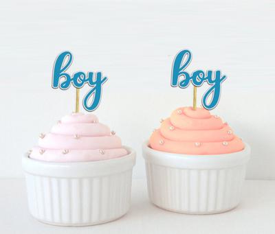 Darling Souvenir Baby Shower Boy Toppers для кексов с указанием пола Десертные украшения для вечеринки - Pack Of