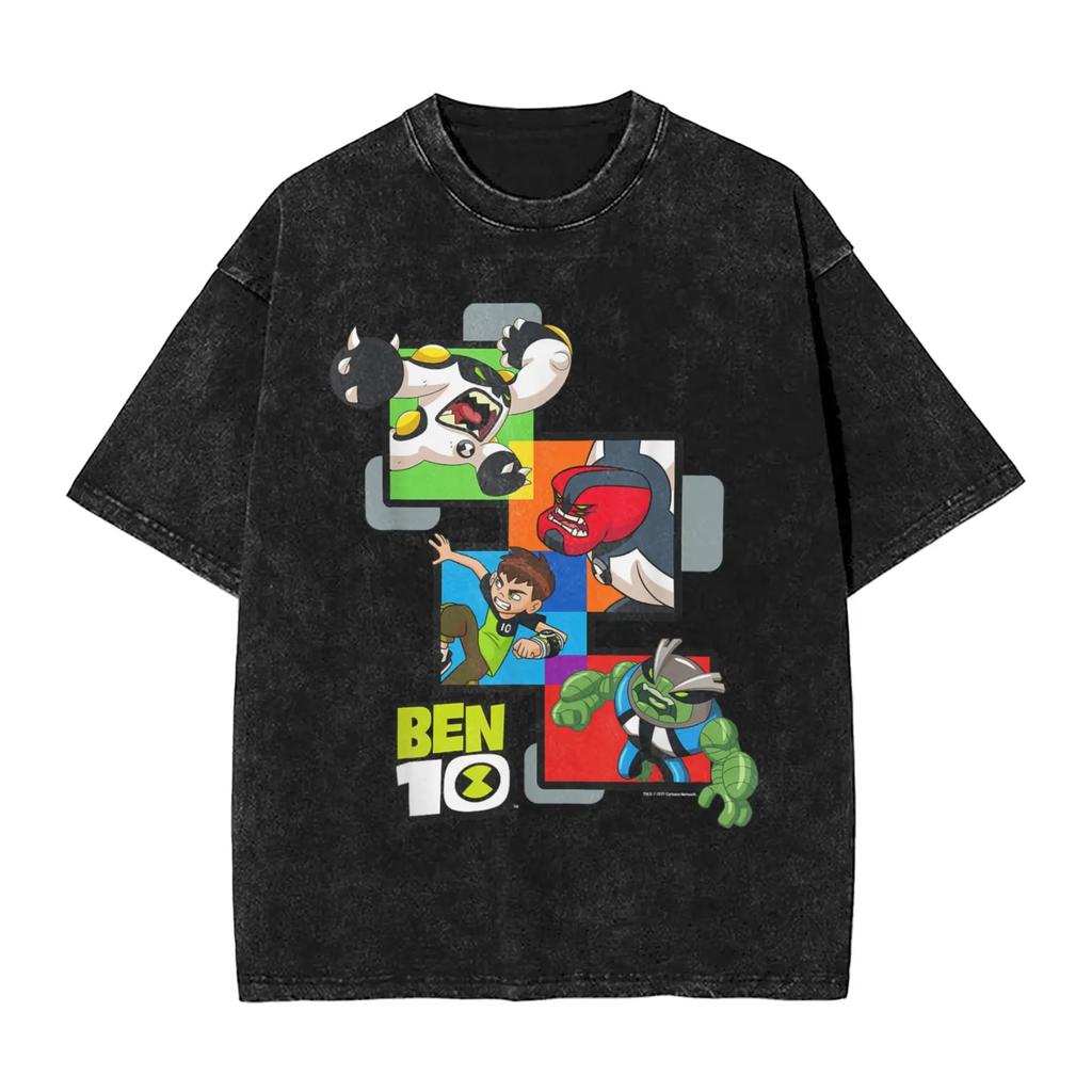 Hot Classic American Anima Ben Graphic Print Vintage Washed TShirt Women Unisex Cotton Solf Casual Oversized Top Summer New Tee