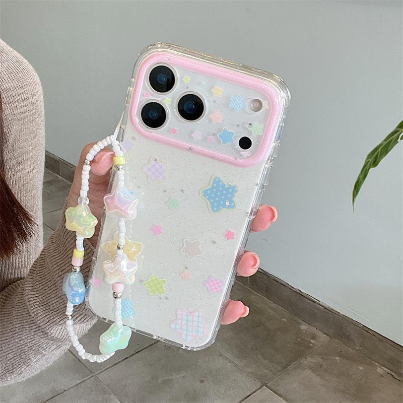 Яркий клетчатый чехол со звездами и блестками для iPhone 17, 16 Pro Max, 15 и 14