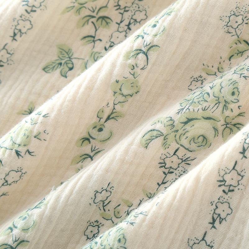 Весенняя женская пижама, летняя домашняя одежда из хлопкового крепа, длинные рукава, длинные брюки, комплект из 2 предметов, женский комплект для дома