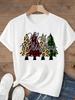 (Asian Size) Tee Top Festival  Merry Christmas Leopard Love Happy New Year Holiday Women Print Lady Short Sleeve Fashion Graphic T-shirts