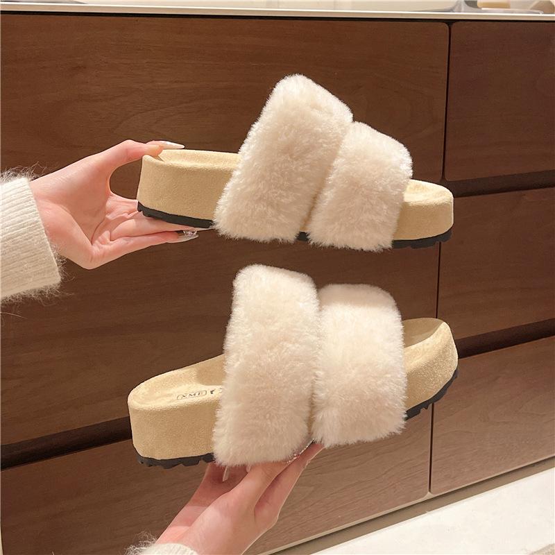 Интернет-знаменитость супер огонь замшевые шлепанцы на одной подошве женские 2025 осень и зима новая верхняя одежда простые и универсальные на плоском каблуке удобные одна-во