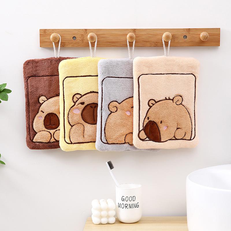 Милое полотенце для рук Capybara полотенце для рук Коралловый флис впитывающие полотенца для купания кухонные подвесные полотенца Мягкая тряпка для мытья посуды
