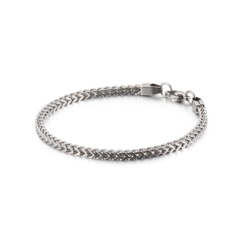 Japan and Korea Trend Versatile Stainless Steel Front and Back Chain Men's Bracelet Creative Retro Hipster Titanium Steel Accessories