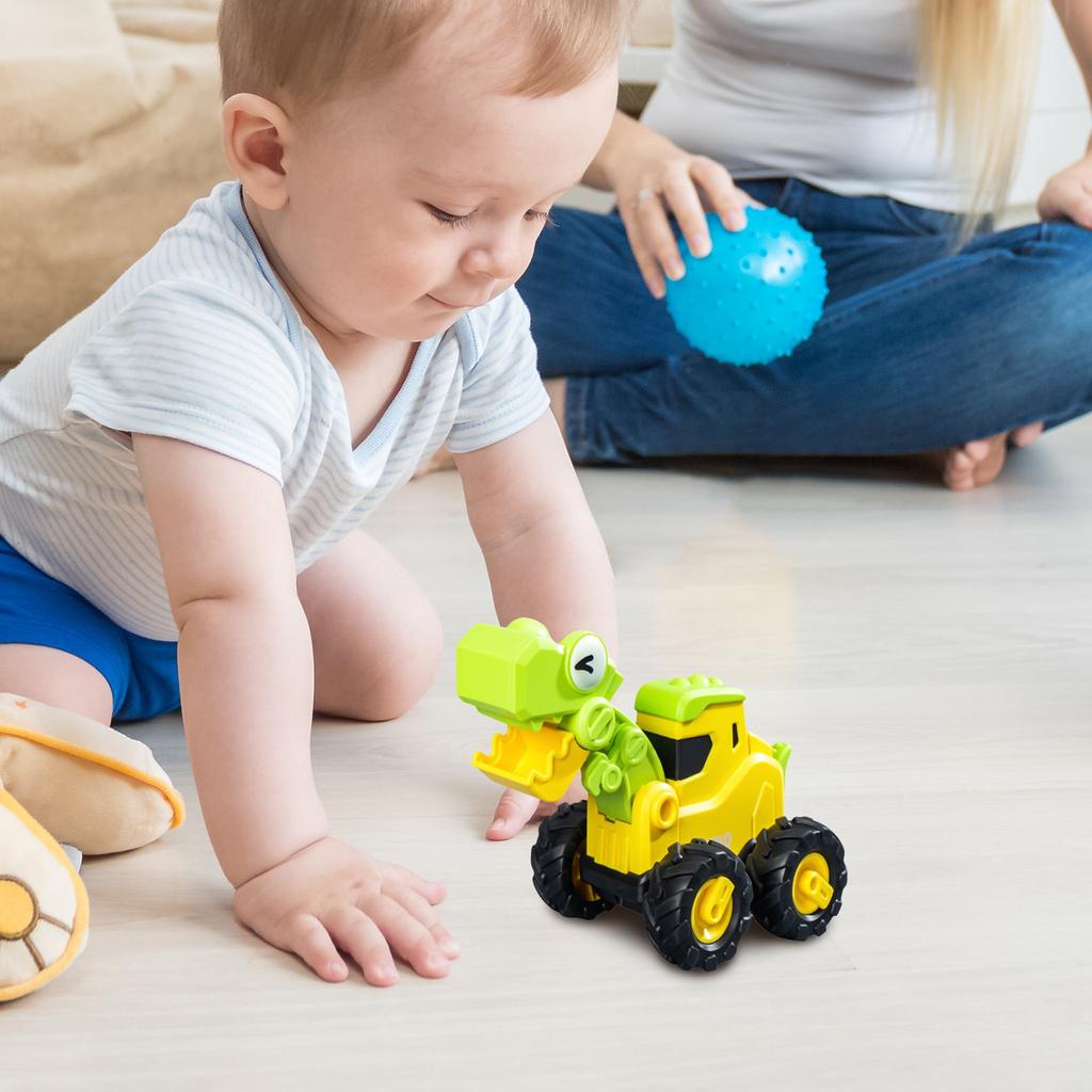 Dinosaur Truck Toys For Toddlers, Transforming Robot Toys For Toddlers, 4 Pack Construction Vehicles Set, Dinosaur Racing Car Toys, Press