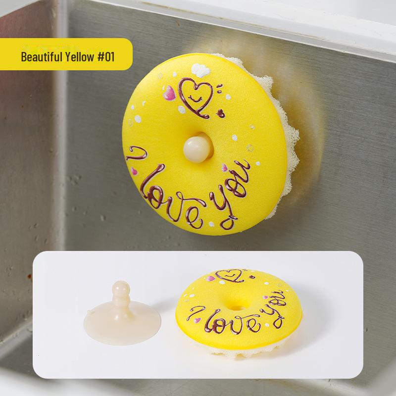 Симпатичная губка для мытья посуды с антипригарным покрытием, хлопковой присоской и впитывающей воду пенящейся щеткой