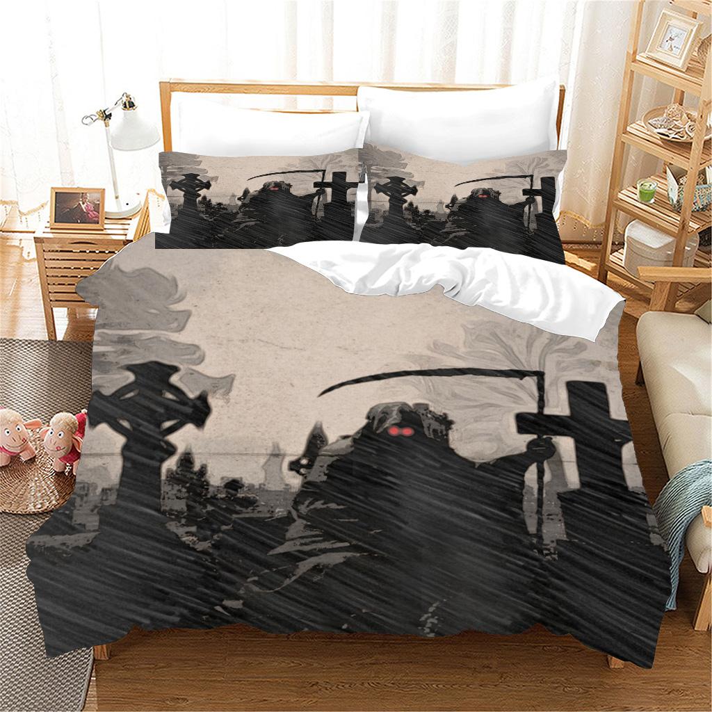 Черный ужас скелеты череп король сидит на троне комплекты постельного белья односпальная двуспальная кровать пододеяльник комплект и 2 шт наволочка