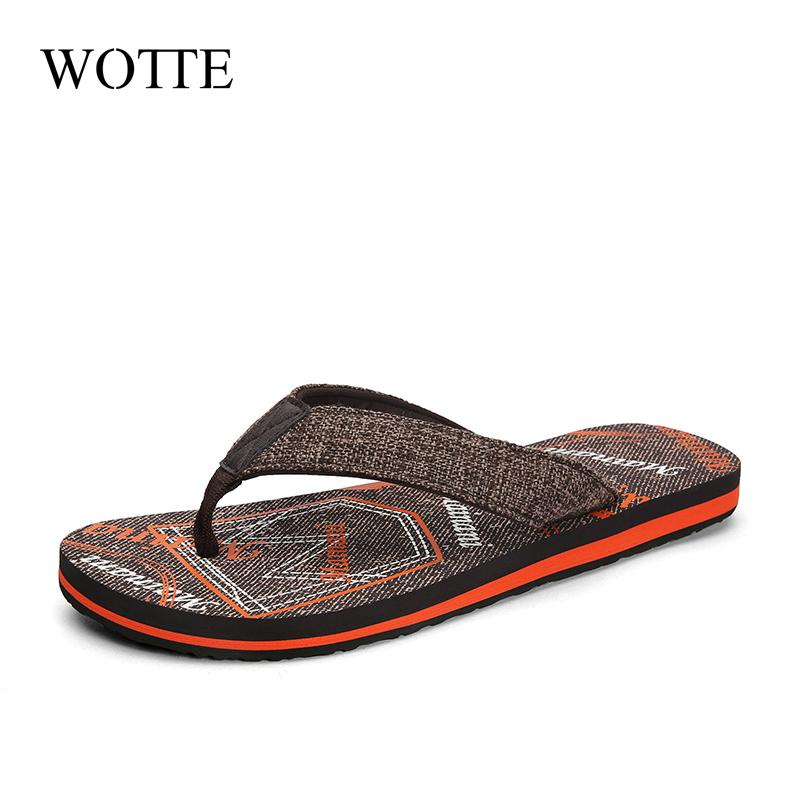 Модные летние мужские шлепанцы WOTTE, модная имитация джинсовой текстуры, повседневные мужские тапочки, удобная пляжная обувь из ЭВА, большой размер 45 zapatos hombre